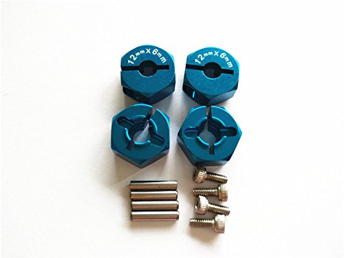 CrazyRacer Aluminum Hex Adapter 12MM Diameter,6MM Thickness,2MM Pins,4MM Middle Hole -4PCS Set for RC 1:10 CAR CC01 TT01 H-P-I Sprint2 Blue von CrazyRacer