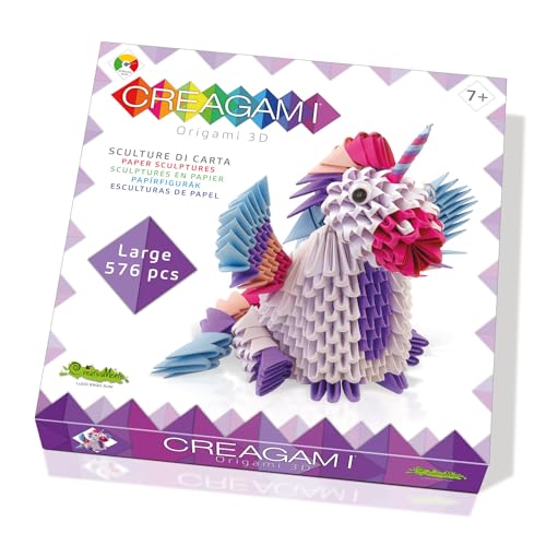 Creagami 737 3178737 Origami 3D, Papierskulptur Einhorn, Bastelset für Erwachsene und Kinder ab 7 Jahren, 576 Teile von CreativaMente