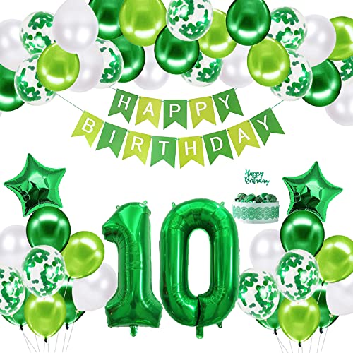 10. Geburtstag Dekorationen Happy Birthday Ballon Set, Alter 10 Geburtstag Party Supplies mit Happy Birthday Banner & Stern Folienballon für Babypartys Geburtstag Dekor von Creaher