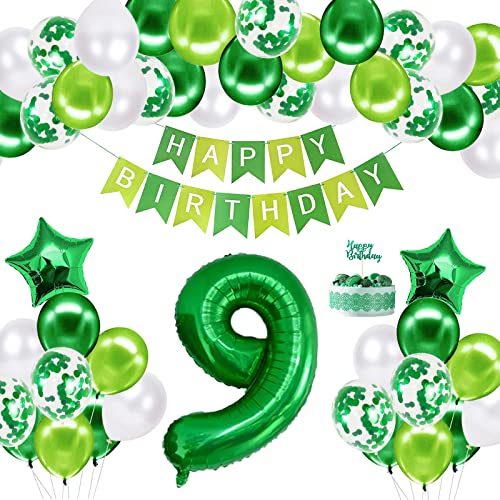 9th Birthday Decorations Happy Birthday Balloon Set, Age 9 Birthday Party Supplies With Happy Birthday Banner & Star Foil Balloon For Baby Showers Birthday Decor von Creaher