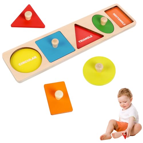 Holzform-Puzzle für Kleinkinder, 1–3 Spielzeuge, Montessori-Spielzeug, pädagogisches Puzzle, Baby-Holzpuzzle mit Noppen, Baby-Puzzle, Farberkennung, Spielzeug für 1–3 Jahre alte Jungen und Mädchen von Creaher