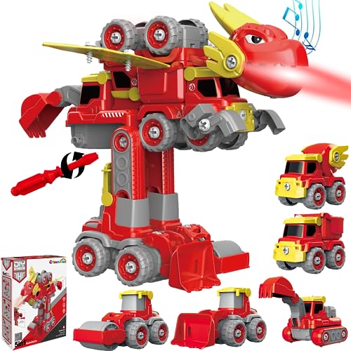 Cream Kids Dinosaurier Transform Spielzeug für Kinder, 5 in 1 Roboter Bausteine Kinder, Roboter Kinder Geschenk für Jungen ab 3 4 5 6 7 Jahren von Cream Kids