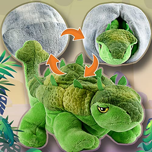 Creanino Dino Kuscheltier 2 in 1 | Plüschtier zum Wenden [Ankylosaurus Spike] Dinosaurier Kuscheltier | Dino Plüschtier | Wende Kuscheltier | Dino Plush | Dinosaurier Spielzeug von Creanino