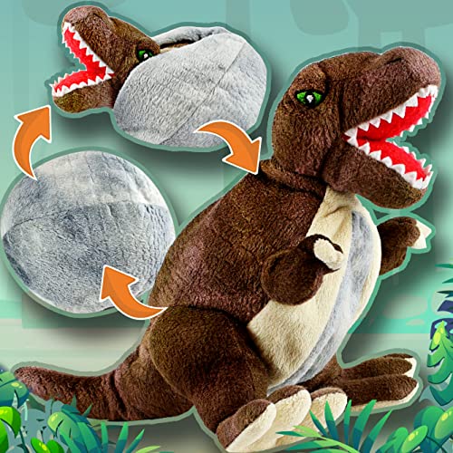 Creanino Dino Kuscheltier 2 in 1 | Plüschtier zum Wenden [Tyrannosaurus REX] Dinosaurier Kuscheltier | Dinosaurier Stofftier | Wende Kuscheltier | Dino Plush | Trex Kuscheltier von Creanino