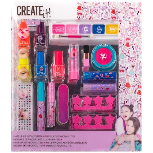 Create It! - 84511 - Make-Up Set - Schminkset für Mädchen - Neon und Glitzer - 22 Teile von Create It!