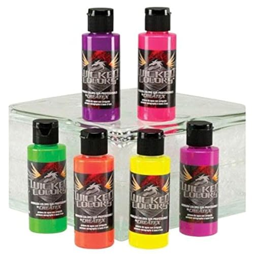 Wicked Colors W103-00 Airbrush Lackierung Fluorescent 6-Color Set von Createx