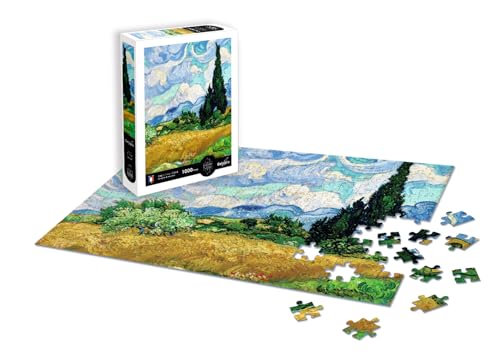 Calypto 3907014 Weizenfeld mit Zypressen, 1000 Teile Puzzle mit Soft-Touch, Kunstpuzzle mit samtiger Oberfläche, für Erwachsene und Kinder ab 9 Jahren, Vincent Van Gogh von Sentosphere