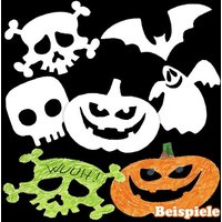 Halloween-Pappmotive mit Kürbis, Fledermaus und Totenkopf, 16 Stück von Creativ Company