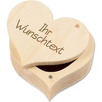 Herzdose mit verschiebbaren Deckel, Holz mit Wunschgravur bis 40 Zeichen von Creativ Company