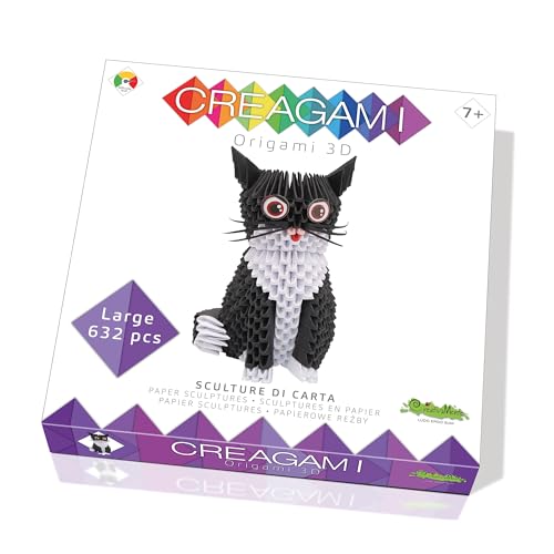 Creagami 3178733 Origami 3D, Papierskulptur Katze, Bastelset für Erwachsene und Kinder ab 7 Jahren, 632 Teile von CreativaMente