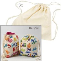 Baumwollbeutel mit Kordel als Bastelgrundlage, 3er Pack,37x41cm, Natur von Creative Company