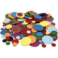 Moosgummi Glitzer-Kreise, 150 Stk, selbstklebend, 12mm bis 32mm von Creative Company