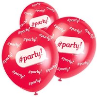 Luftballons "#party!" 5 Stk, 30,4cm, rot von Creative Converting