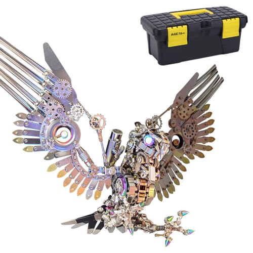 CreativeBlocker 3D Adler Puzzle Bausatz, Mechanisches Steampunk Metall Vogel Modell, DIY Tier Bausatz Spielzeug zum Dekorieren (1800+PCS) von CreativeBlocker