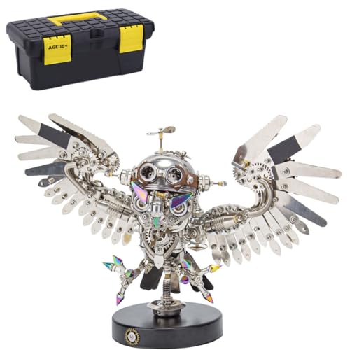 CreativeBlocker 3D Eule Puzzle Kit, Mechanisches Steampunk Metall Vogel Modell, DIY Tier Montage Set Spielzeug zum Dekorieren (700+PCS) von CreativeBlocker