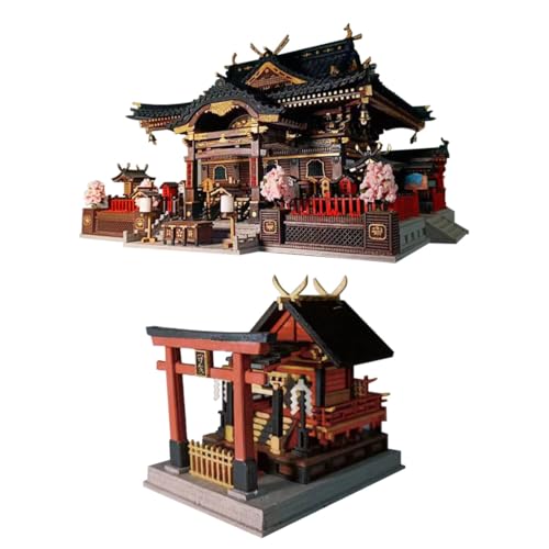 CreativeBlocker 3D Holzpuzzle Erwachsene - 1/64 DIY Holz Schrein Japan 3D Puzzles Kit, Holz Modellbau Japanisches Haus, DIY Set Erwachsene, Home Decor, Geschenke für Weihnachten (1500+PCS) von CreativeBlocker