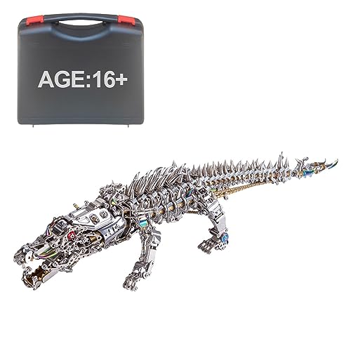 CreativeBlocker 3D-Krokodil-Puzzle-Bausatz, Mechanisches Krokodil-Modell aus Metall, Tiere Puzzle zum Dekorieren Oder Ausstellen (1500+PCS) von CreativeBlocker
