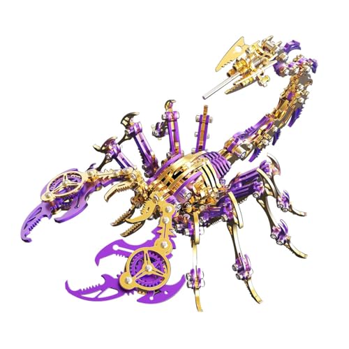 CreativeBlocker 3D Metall Puzzle-DIY Skorpion Figur 3D Modell Bausätze Erwachsene,Skorpion König Modell, Insekt Metallbaukasten Bastelset Modellbau, Steampunk Deko, Geschenk (200+PCS/Gold Violett) von CreativeBlocker