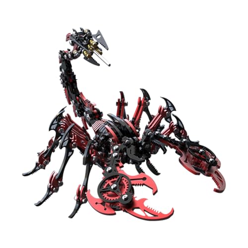 CreativeBlocker 3D Metall Puzzle-DIY Skorpion Figur 3D Modell Bausätze Erwachsene,Skorpion König Modell, Insekt Metallbaukasten Bastelset Modellbau, Steampunk Deko, Geschenk (200+PCS/Schwarz Rot) von CreativeBlocker