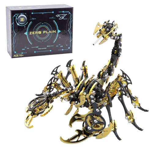 CreativeBlocker 3D Metall Puzzle-DIY Skorpion Figur 3D Modell Bausätze Erwachsene,Skorpion König Modell, Insekt Metallbaukasten Bastelset Modellbau, Steampunk Deko Geschenk(200+PCS/Schwarzes Gold) von CreativeBlocker