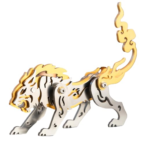 CreativeBlocker 3D Metall Puzzle-DIY Zodiac Tiger 3D Modell Bausätze Erwachsene, Mini Fabelwesen Figuren Metallbaukasten Bastelset Modellbau, Steampunk Deko Geschenk (Gold) von CreativeBlocker