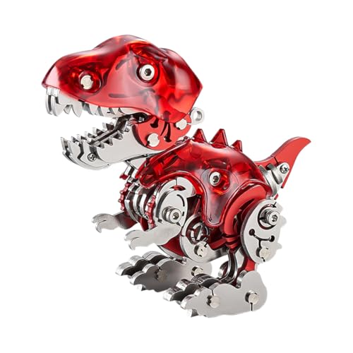 CreativeBlocker 3D Metall Puzzle - Metall Dinosaurier Modellbausatz, DIY Kleine Dinosaurier Spielzeuge mit Beweglichen Gelenken, Weihnachten Heimdekoration, Geschenke (126PCS/Rot) von CreativeBlocker