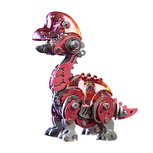 CreativeBlocker 3D Metall Puzzle - Metall Dinosaurier Modellbausatz, DIY Kleine Dinosaurier Spielzeuge mit Beweglichen Gelenken, Weihnachten Heimdekoration, Geschenke (174PCS/Rosa) von CreativeBlocker