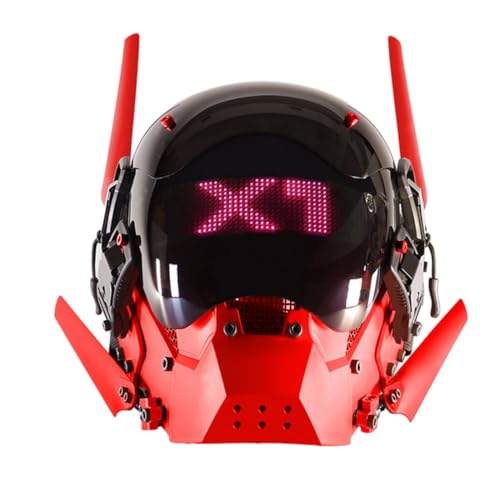 CreativeBlocker Futuristic Punk Maske, Techwear Helm Maske, Mecha Maske, mit DIY Bildschirm, Rollenspiel Kostüm, für Anime Cosplay & Kostümparty von CreativeBlocker