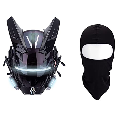 CreativeBlocker Futuristische Punk-Maske, Techwear-Helm-Maske, Mecha-Maske, mit Licht, Rollenspiel-Kostüm, für Anime-Cosplay & Kostümparty & Halloween von CreativeBlocker