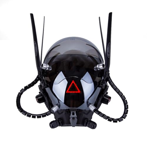 CreativeBlocker Futuristische Punk-Maske, Techwear-Helm-Maske, Mecha-Maske, mit Lichtschirm, Rollenspiel-Kostüm, für Anime-Cosplay & Kostümparty & Halloween von CreativeBlocker