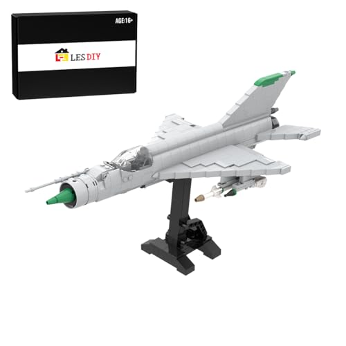 CreativeBlocker Militär Flugzeug Bausteine Set, 1/35 MiG-21 Jet Fighter Bausteine, Das Sowjetische Militär Flugzeug Modell im Kalten Krieg, Tolle Geschenke für Militär Fans (629PCS) von CreativeBlocker