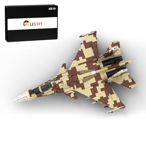 CreativeBlocker Militärflugzeug Bausteine Bausatz, 1/34 Sukhoi SU-37 Kampfjäger Bausteine, Das Russische Militärflugzeug Modell, Tolle Geschenke für Militärfans (1899PCS) von CreativeBlocker