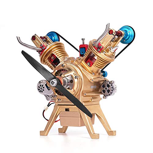 CreativeBlocker Mini V2 Motor Bausatz Funktionsfähig-DIY Metall 2 Einzylinder Automotor Bausatz Erwachsene, Engine Dampfmaschinen Modell, Experimentierkasten Wissenschaft Geschenk (217PCS) von CreativeBlocker