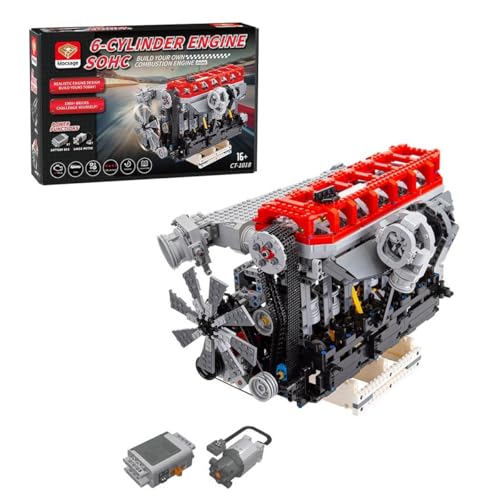 CreativeBlocker Motor Klemmbausteine Erwachsene - MOC 3.0L Turbolader Motor Modell Bausatz Der Funktioniert, 6 Zylinder 4 Takt Motor Modellbausatz,Heimdekoration Geschenk (2013PCS/Updated) von CreativeBlocker