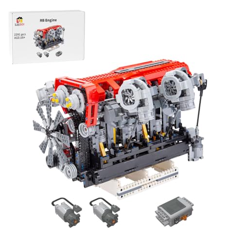 CreativeBlocker Motor Klemmbausteine Erwachsene- RB DOHC Motor Modell Bausatz Funktionsfähig, 6 Zylinder Motor Bausteine mit 2 Turbo 4 Inline Ventil, Heimdekoration Geschenk (2291PCS) von CreativeBlocker