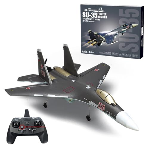 CreativeBlocker RC Flugzeug, 4CH SU35 RC Jet, 2.4G Fernsteuerung Flugzeug, mit Einer 6-Achsen-Last, für 12 Minuten, Geschenke für Jugendliche und Erwachsene von CreativeBlocker