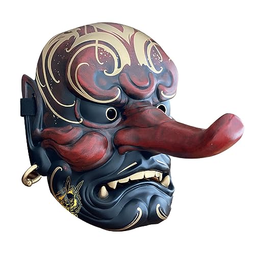 CreativeBlocker Tengu Maske, Japanische Mythologie Rote Maske, Japanischer Stil Bemalte Requisiten für Halloween Party und Cosplay von CreativeBlocker