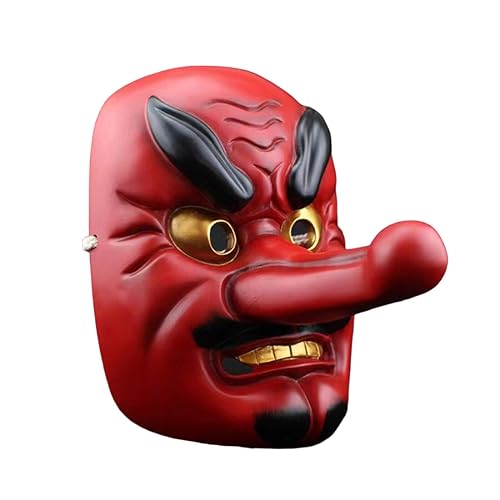 CreativeBlocker Tengu Maske, Japanische Mythologie Rote Maske, Japanischer Stil Bemalte Requisiten für Halloween Party und Cosplay von CreativeBlocker