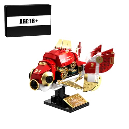 CreativeBlocker Tiere Bauklötze Set, Goldfisch, Käfer, Eule, Tiere Puzzle Bausatz,Steam Series Steampunk Modellspielzeug zum Ausstellen(334PCS)(Goldfisch) von CreativeBlocker