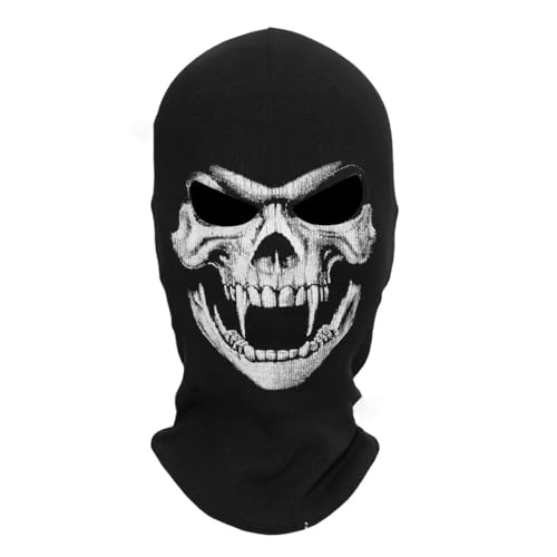 CreativeBlocker Totenkopf Maske, Geister Maske, ghostface maske, Balaclava Hut, für Halloween/Weihnachtsfeiern & Cosplay & Kriegsspiele, mit Sonnenschutzfunktion von CreativeBlocker