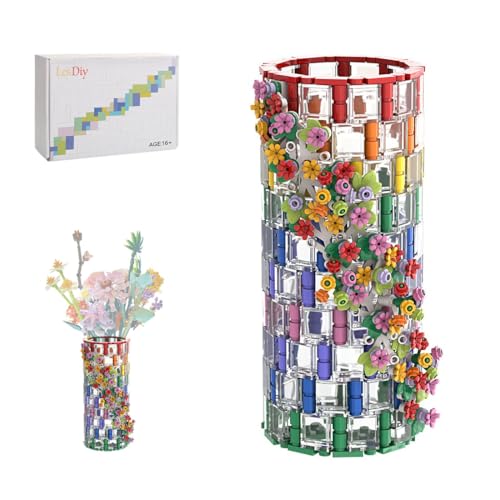 CreativeBlocker Vase Bausteine, DIY Transparent Regenbogen Vase Montage Modell Spielzeug, Display-Kit für Blumenstrauß 10280, Eine Große Dekoration (473Pcs) von CreativeBlocker