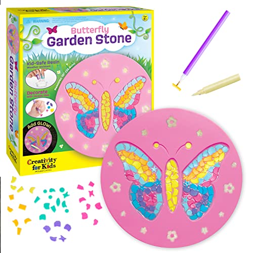 Creativity for Kids Schmetterlings-Gartenstein – Mosaik-Trittsteine, Bastelset für Mädchen und Jungen, Geschenke für Kinder im Alter von 8–10 Jahren von Creativity for Kids