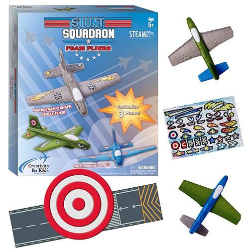 Creativity for Kids Stunt Squadron Foam Fliers: Macht 3 Flugzeug-Spielzeuge für Kinder, Bastel- und STEM-Kits für Kinder im Alter von 5–8 Jahren, Spielzeug für Jungen und Mädchen, Geschenke für Jungen von Creativity for Kids