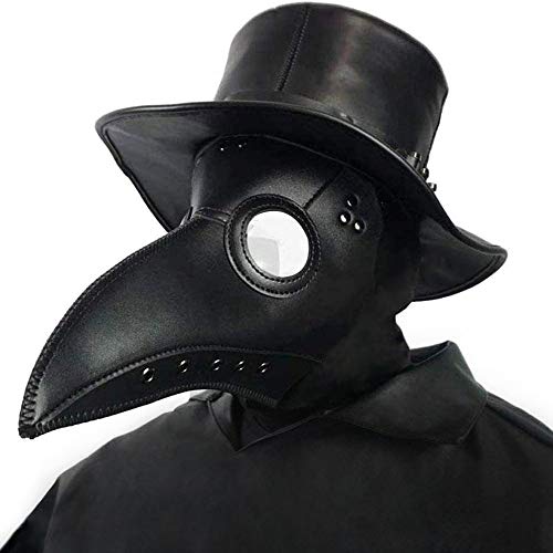 Creepy Party Pest Doktor Maske Schwarz Leder Lange Nase Vogelschnabel Steampunk Masken Kostüm Requisiten für Masquerade Ball Halloween Party Karneval Cosplay von CreepyParty