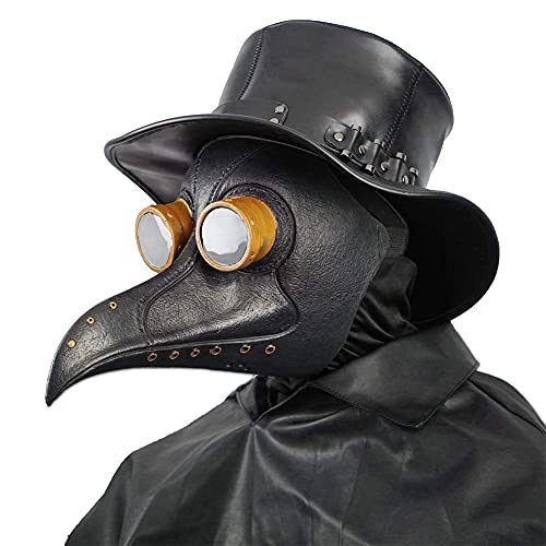 Creepy Party Pest Doktor Maske Schwarz Niet Lange Nase Vogelschnabel Steampunk Masken Kostüm Requisiten für Masquerade Ball Halloween Party Karneval Cosplay von CreepyParty