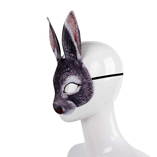 CreoQIJI Aus Pappe Kostümmaske Cosplay Tierparty Ostern Half Rabbit Kostümmaske Erwachsenenmaske Messingfarben (Black, One Size) von CreoQIJI