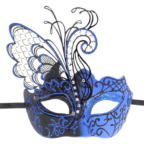 CreoQIJI Das Tischt Auf Männliche und weibliche Karnevalsparty-Auftritte, Maskerade-Tänze, Metal Wo Meine Bestellung (Blue, One Size) von CreoQIJI