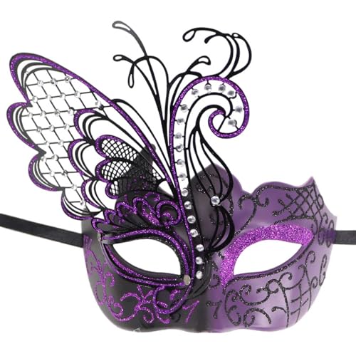 CreoQIJI Das Tischt Auf Männliche und weibliche Karnevalsparty-Auftritte, Maskerade-Tänze, Metal Wo Meine Bestellung (Purple, One Size) von CreoQIJI