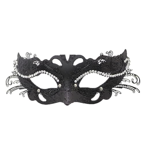 CreoQIJI ????? Männliche und weibliche Karnevalsparty-Auftritte, Maskerade-Tänze, Metal Kuschelkissen Mädchen (Black, One Size) von CreoQIJI