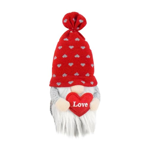 CreoQIJI Puppenhaus Zubehör Möbel Valentinstag gesichtslose Puppe Geschenk Dekoration Puppe Valentinstag Stoff Zwerg umarmendes Herz Puppenbett Holz (Grey, One Size) von CreoQIJI